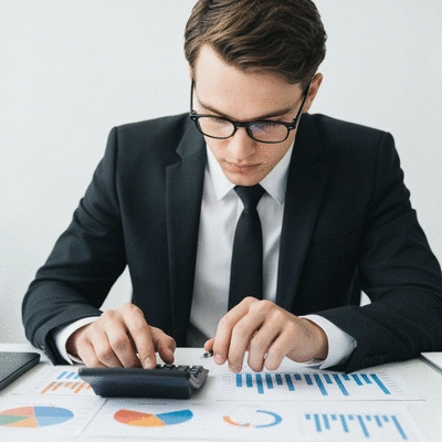 Person calculating finances with a calculator and charts, symbolizing salary sacrifice benefits