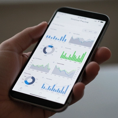 Person using a financial app on a smartphone, showing investment tracking and portfolio management